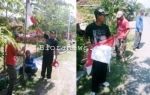 KADES ADIREJO PASTIKAN PEMASANGAN BENDERA DI TIAP RUMAH WARGA