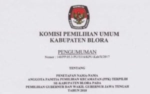 KPU BLORA UMUMKAN DAFTAR PPK TERPILIH