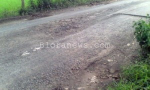 JALAN RUSAK, AKSES KAMOLAN BANJAREJO RAWAN KECELAKAAN