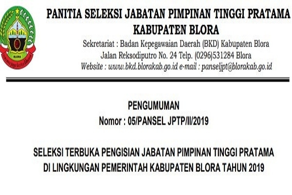 Pengumuman Seleksi Jabatan Kepala Dinas/OPD