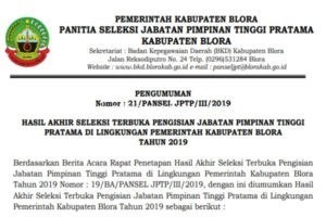 HASIL SELEKSI JPTP DIUMUMKAN, PANSEL: KITA PROFESIONAL, TAK ADA KKN!