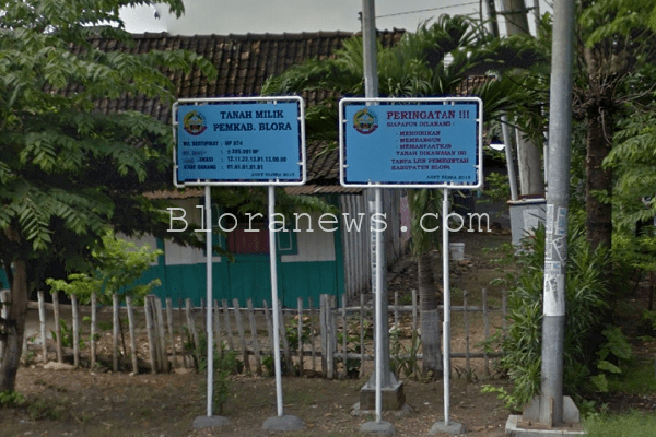 Papan informasi tanah aset Pemkab Blora di Desa Wonorejo Kecamatan Cepu, Kabupaten Blora