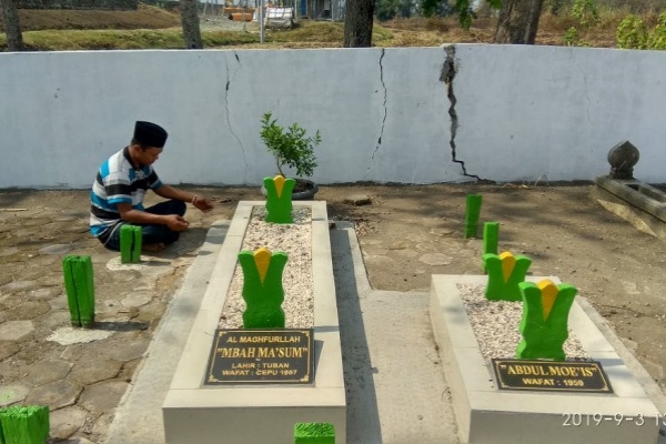 Makam Mbah Maksum di pemakaman keluarga, dekat rel kereta api Desa Kapuan, Kecamatan Cepu Kabupaten Blora