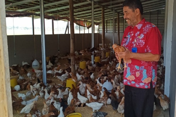 Kepala Dinakikan Blora di peternakan ayam joper di Pesantren Walisongo Ngawen, Kecamatan Ngawen Kabupaten Blora