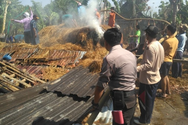 Kebakaran di kandang sapi milik Suwarlan (52) di Dusun Ngronggah RT 03 RW 04 Desa Sempu Kecamatan Kunduran Kabupaten Blora