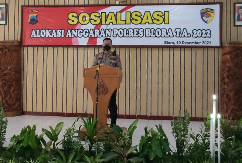 Polres Blora Polda Jawa Tengah menggelar kegiatan Sosialisasi Alokasi Anggaran Tahun 2022, sebagai bentuk keterbukaan kepada masyarakat.