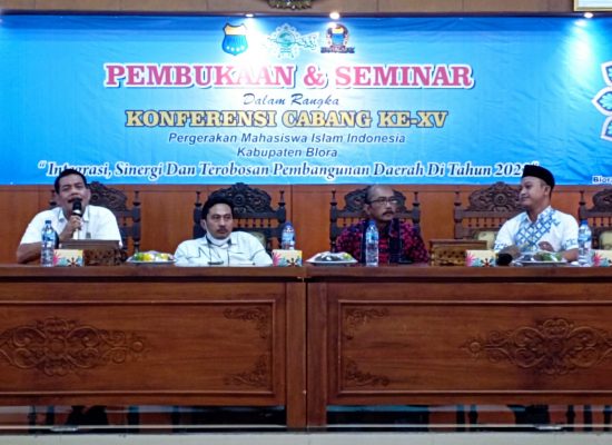 Pembukaan dan seminar dalam rangka Konferensi Cabang (Konfercab) ke XV Pergerakan Mahasiswa Islam Indonesia (PMII) Kabupaten Blora bertajuk Integrasi, Sinergi dan Trobosan Pembangunan Daerah di Tahun 2022.