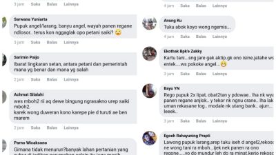 Data menurunnya minat penduduk Kabupaten Blora bekerja di sektor pertanian yang diunggah Bloranews beberapa jam yang lalu mendapat perhatian warganet. Sejumlah netizen Blora merespon kasus tersebut dengan berkomentar di akun media sosial Blora Update.