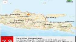 Telah terjadi gempa bumi tektonik berkekuatan 2,9 Skala Richter (SR) di wilyaah Blora pada pukul 20:45, Minggu (17/7) kemarin. Gempa tidak dirasakan dan tidak menimbulkan kerusakan.