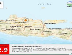 TAK DIRASAKAN, GEMPA TEKTONIK 2,9 SR DI BLORA